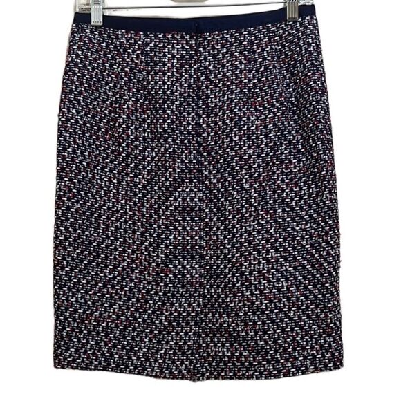 Talbots skirt tweed cotton blend navy red white silver lined 4P - Picture 2 of 4
